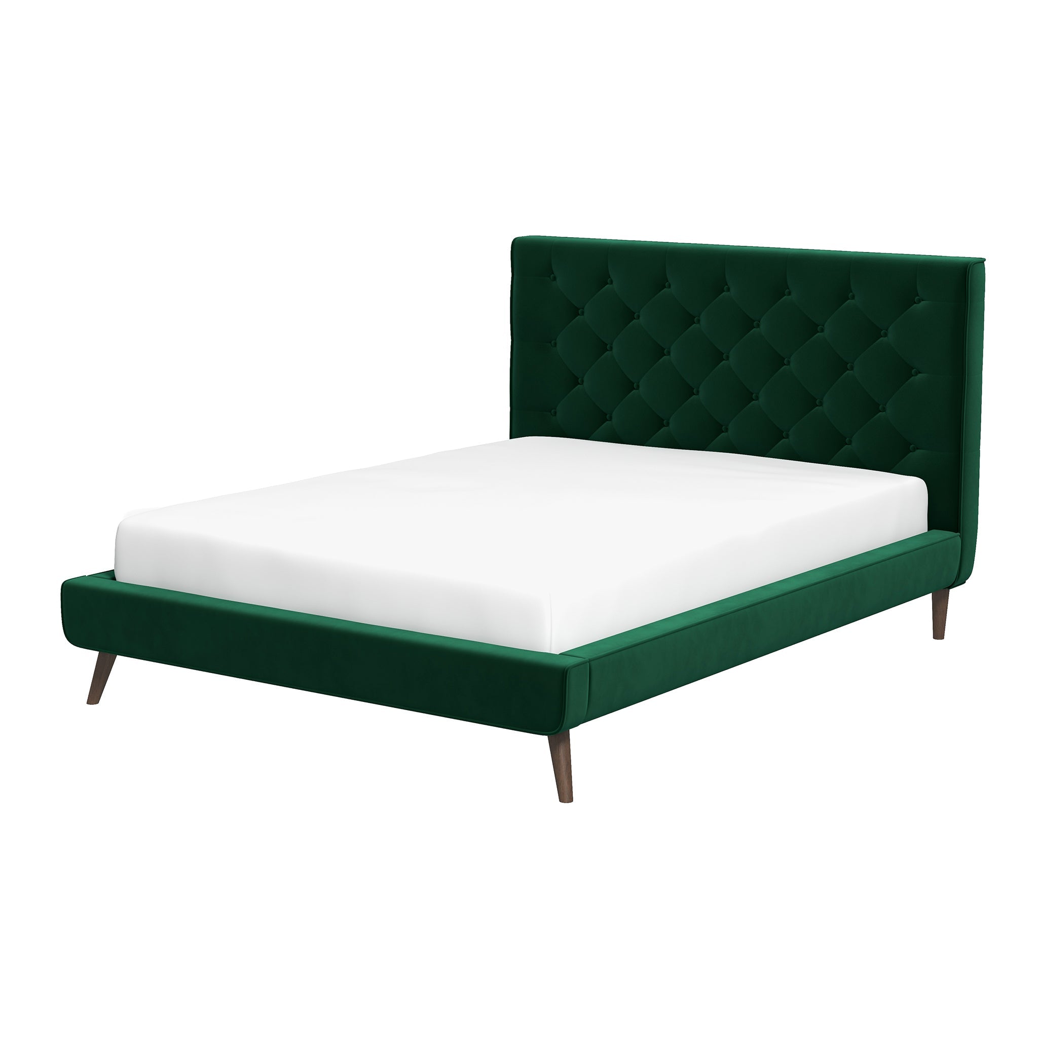 Dillon Velvet Platform Bed Queen / Emerald Green – Luna Furniture