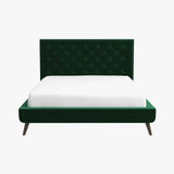 Dillon Velvet Platform Bed Queen / Emerald Green from Ashcroft Furniture - Luna Furniture