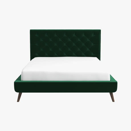 Dillon Velvet Platform Bed Queen / Emerald Green from Ashcroft Furniture - Luna Furniture