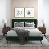 Dillon Velvet Platform Bed Queen / Emerald Green from Ashcroft Furniture - Luna Furniture