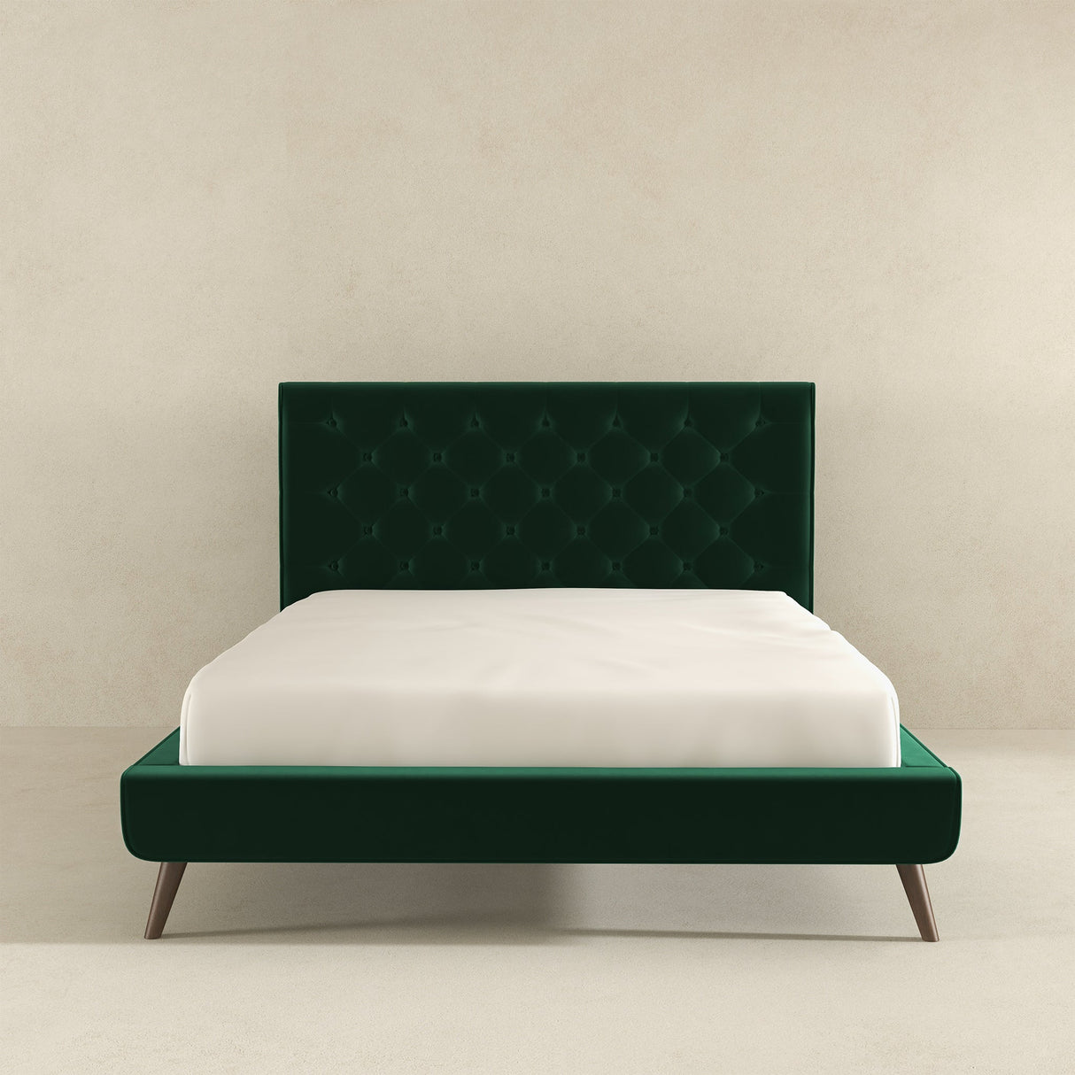 Dillon Velvet Platform Bed Queen / Emerald Green from Ashcroft Furniture - Luna Furniture