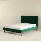 Dillon Velvet Platform Bed Queen / Emerald Green from Ashcroft Furniture - Luna Furniture