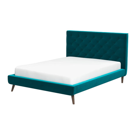 Dillon Velvet Platform Bed Queen / Teal from Ashcroft Furniture - Luna Furniture