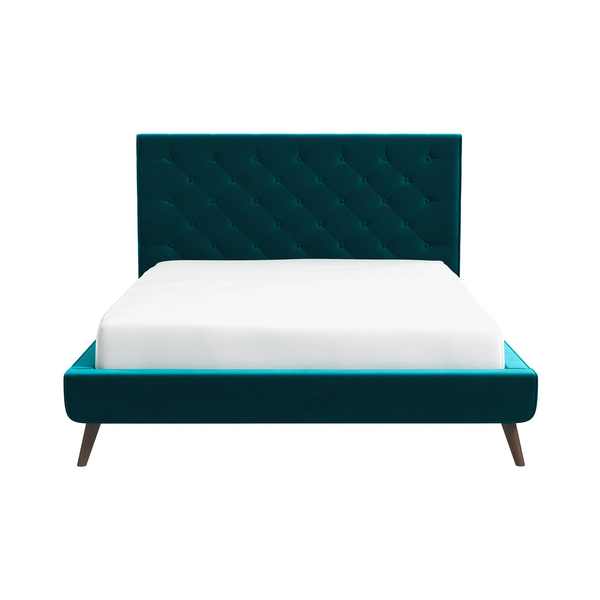 Dillon Velvet Platform Bed Queen / Teal from Ashcroft Furniture - Luna Furniture