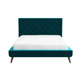 Dillon Velvet Platform Bed Queen / Teal from Ashcroft Furniture - Luna Furniture
