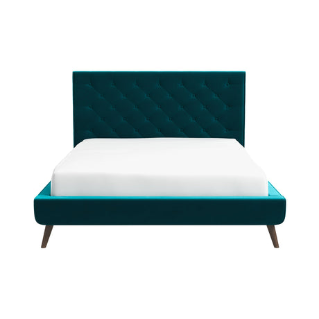 Dillon Velvet Platform Bed Queen / Teal from Ashcroft Furniture - Luna Furniture