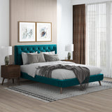 Dillon Velvet Platform Bed Queen / Teal from Ashcroft Furniture - Luna Furniture