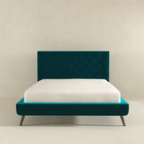 Dillon Velvet Platform Bed Queen / Teal from Ashcroft Furniture - Luna Furniture