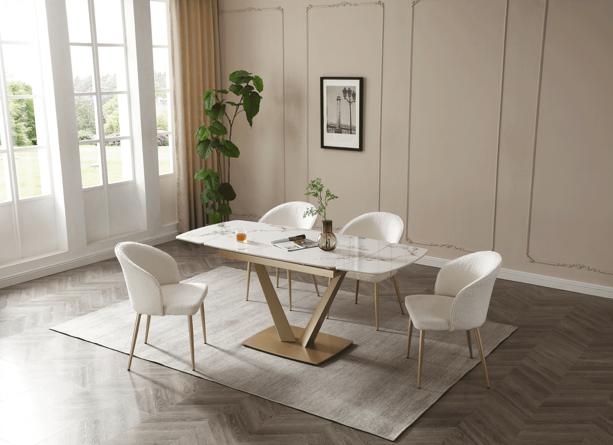 109 Table Golden with 2107 Chairs Dining Table and 4 Chairs from ESF Furniture - Luna Furniture