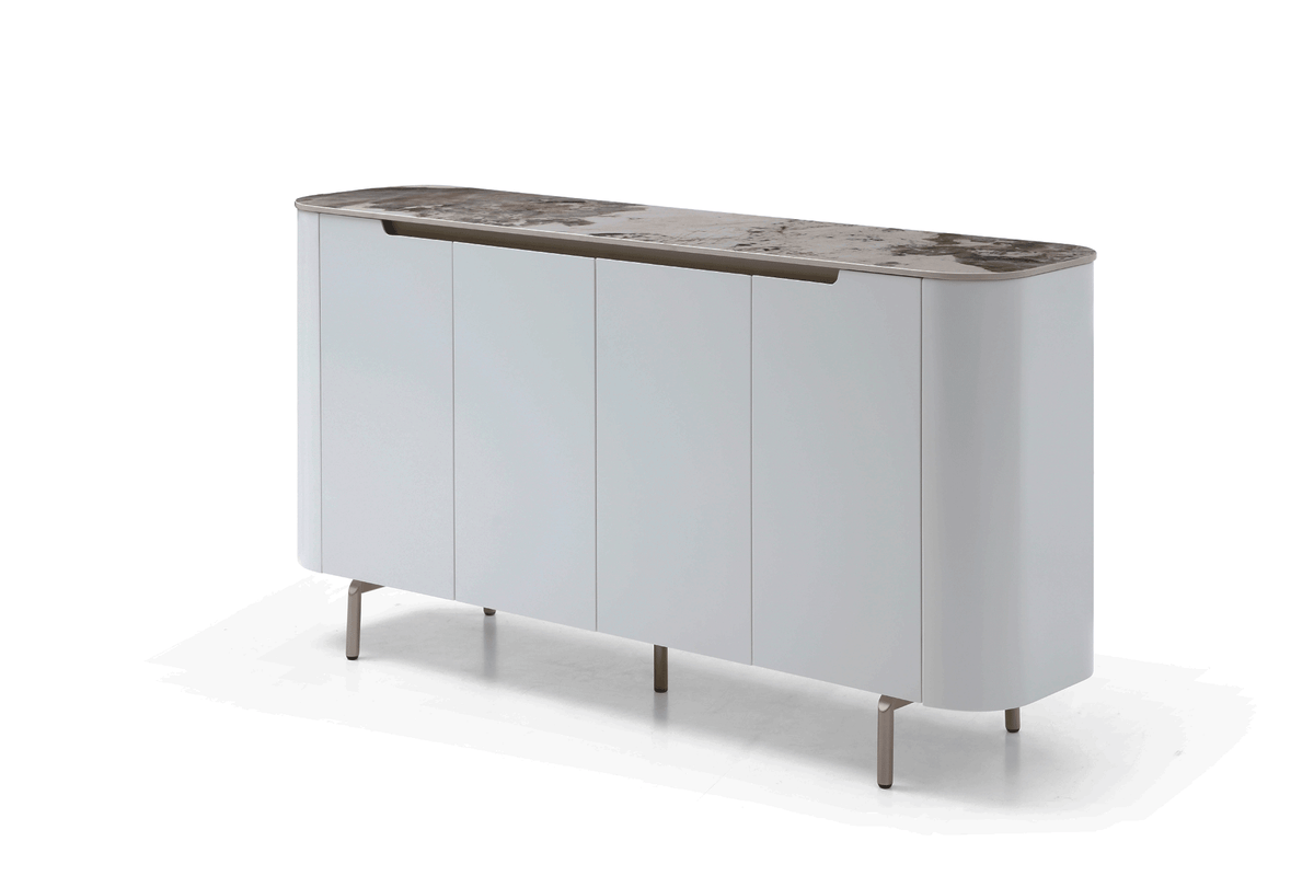 109 White/Gold Ceramic Extendable Dining Table