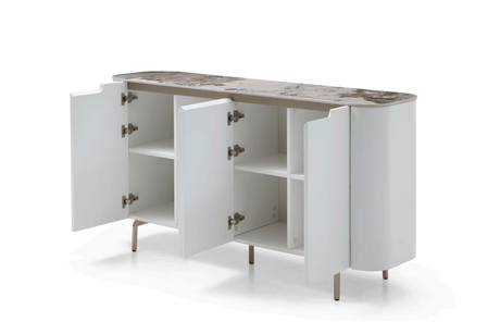 109 White/Gold Dining Table and 4 Chairs from ESF Furniture - Luna Furniture