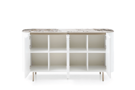 109 White/Gold Dining Table and 4 Chairs from ESF Furniture - Luna Furniture
