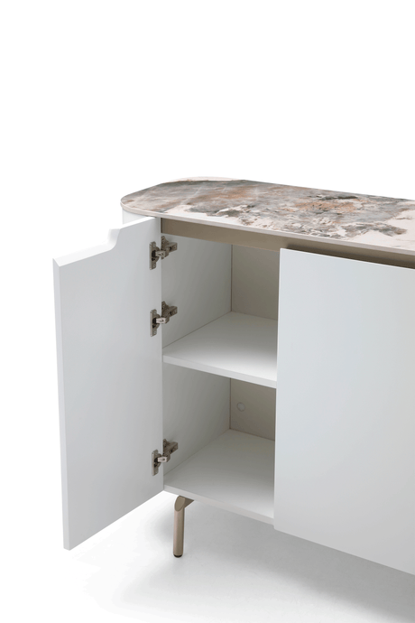 109 White/Gold Dining Table and 4 Chairs from ESF Furniture - Luna Furniture