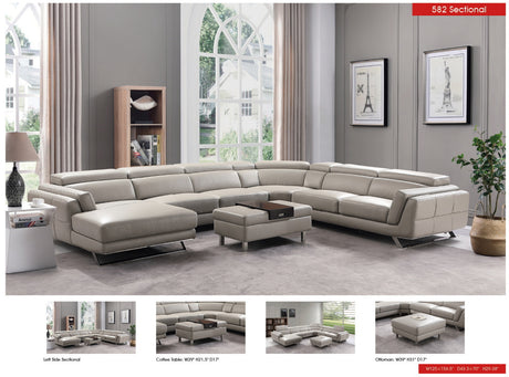 582 Grey/Silver Top-grain Leather RAF Sectional from ESF Furniture - Luna Furniture
