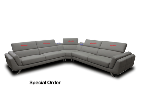 582 Grey/Silver Top-grain Leather RAF Sectional from ESF Furniture - Luna Furniture