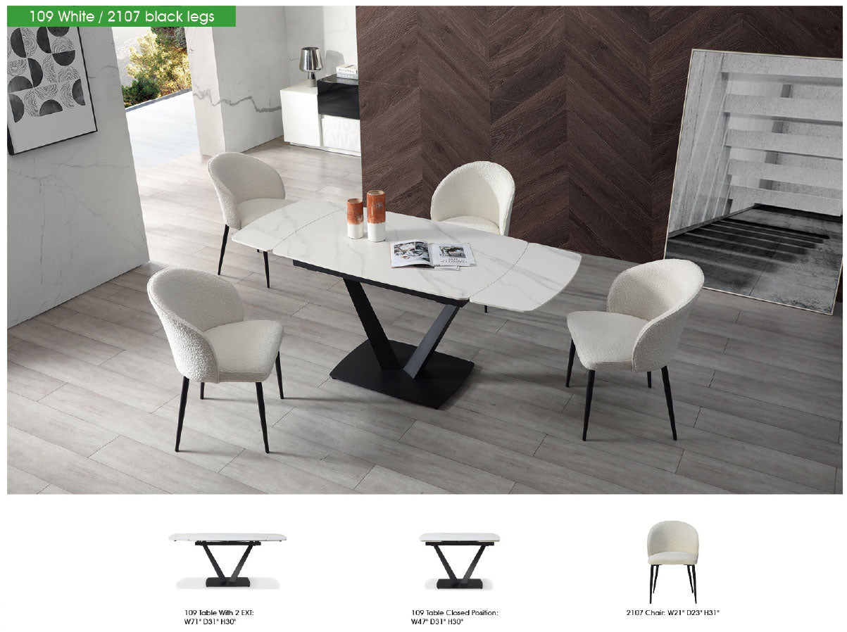 109 Dining Table with 2107 Chairs Dining Table and 4 Chairs from ESF Furniture - Luna Furniture