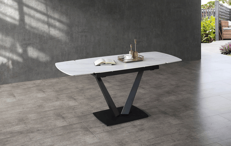 109 White Ceramic Dining Table and 4 Armchairs from ESF Furniture - Luna Furniture