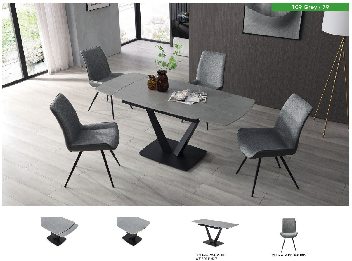 109 Grey Ceramic Extendable Dining Table from ESF Furniture - Luna Furniture