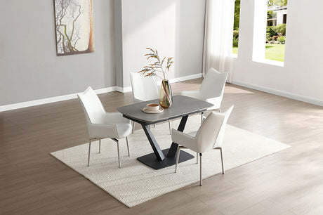 109 Grey Ceramic Dining Table and 4 White Armchairs from ESF Furniture - Luna Furniture