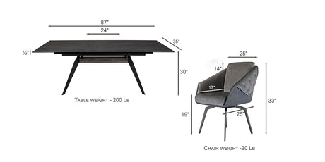 Aurora Onyx 7-Piece Dining Set from ESF Furniture - Luna Furniture