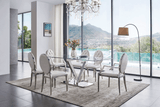 Zig Zag 180 Glass Top Stainless Steel Dining Table