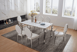 Zig Zag 180 Glass Top Stainless Steel Dining Table