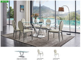 Zig Zag 180 Glass Top Stainless Steel Dining Table