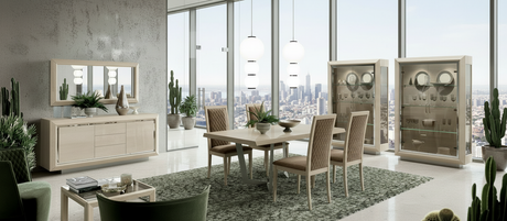 Elite Ivory Dining Table and 4 Ambra Side Chairs from ESF Furniture - Luna Furniture
