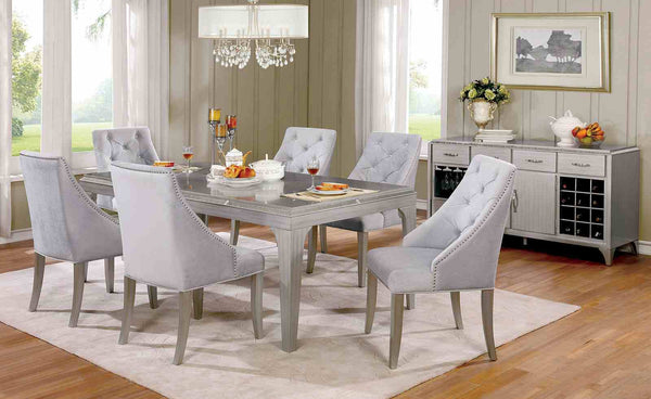 Diocles Silver/Gray 7-Piece Dining Room Set