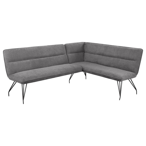 Dodson Gray Fabric Upholstered L-Shaped Nook Dining Bench