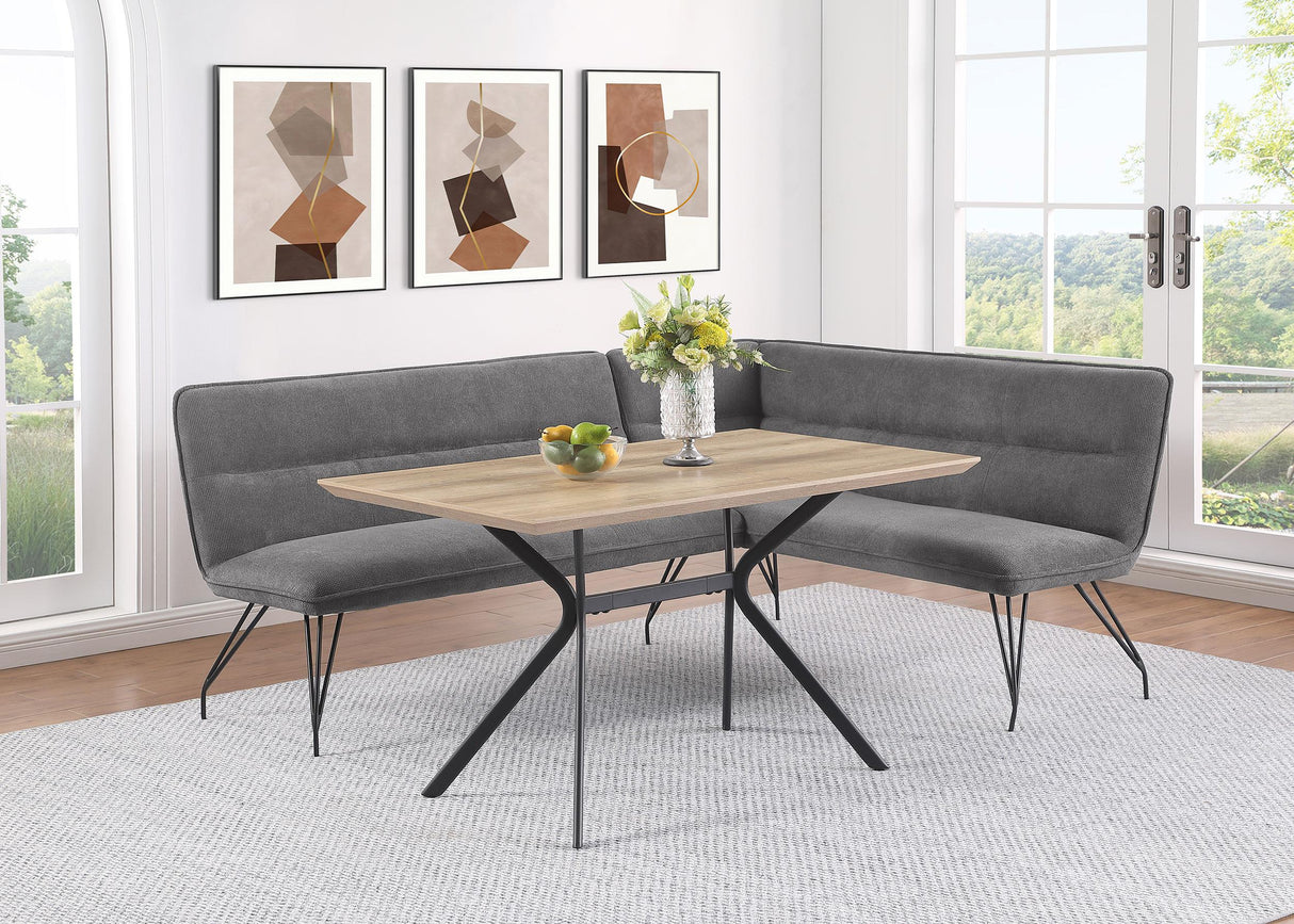 Dodson Gray Fabric Upholstered L-Shaped Nook Dining Bench from Coaster - Luna Furniture