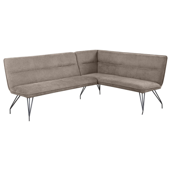 Dodson Taupe Fabric Upholstered L-Shaped Nook Dining Bench