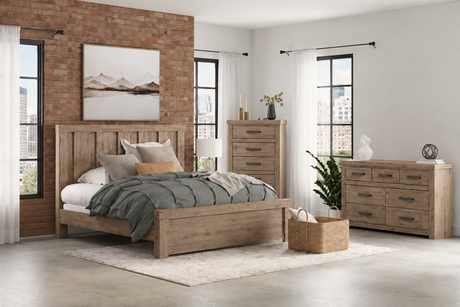 Oliandon Light Brown King Panel Bed, Dresser and Chest from Ashley - Luna Furniture