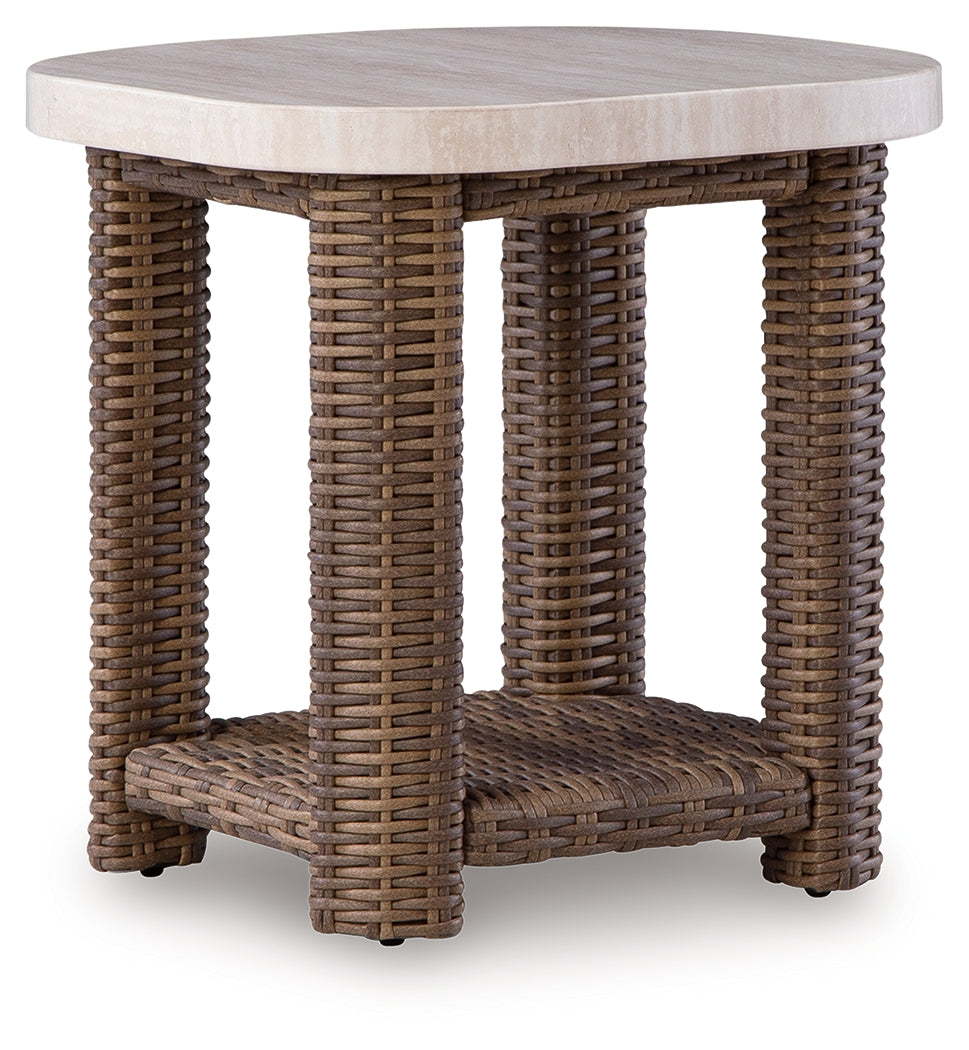 Dolan Creek Beige/Brown Outdoor End Table from Ashley - Luna Furniture