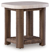 Dolan Creek Beige/Brown Outdoor End Table from Ashley - Luna Furniture