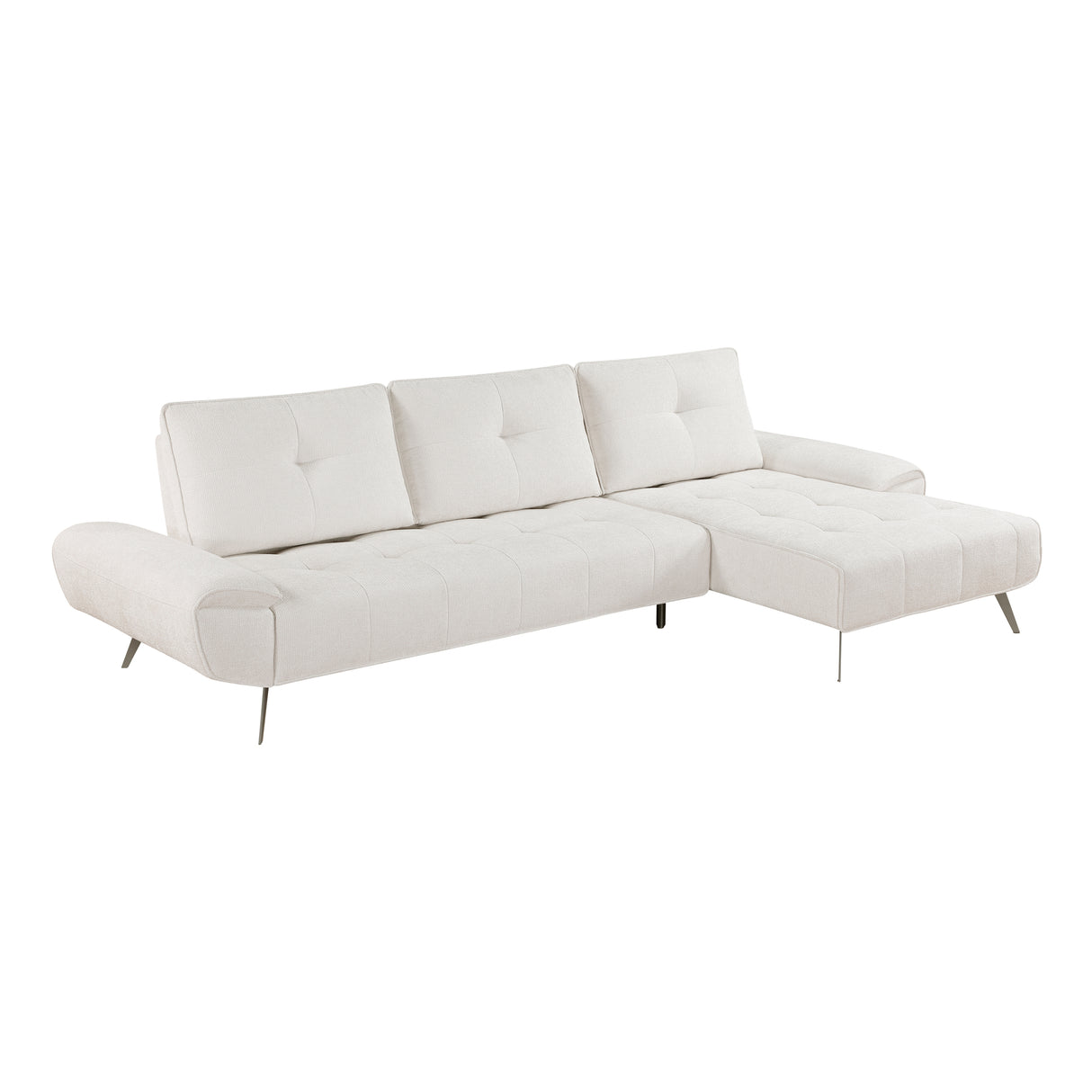 8400BEG*22LRC (2)2-Piece Sectional with Right Chaise and Dual-position Backs for Adjustable Seat Depth from Homelegance - Luna Furniture