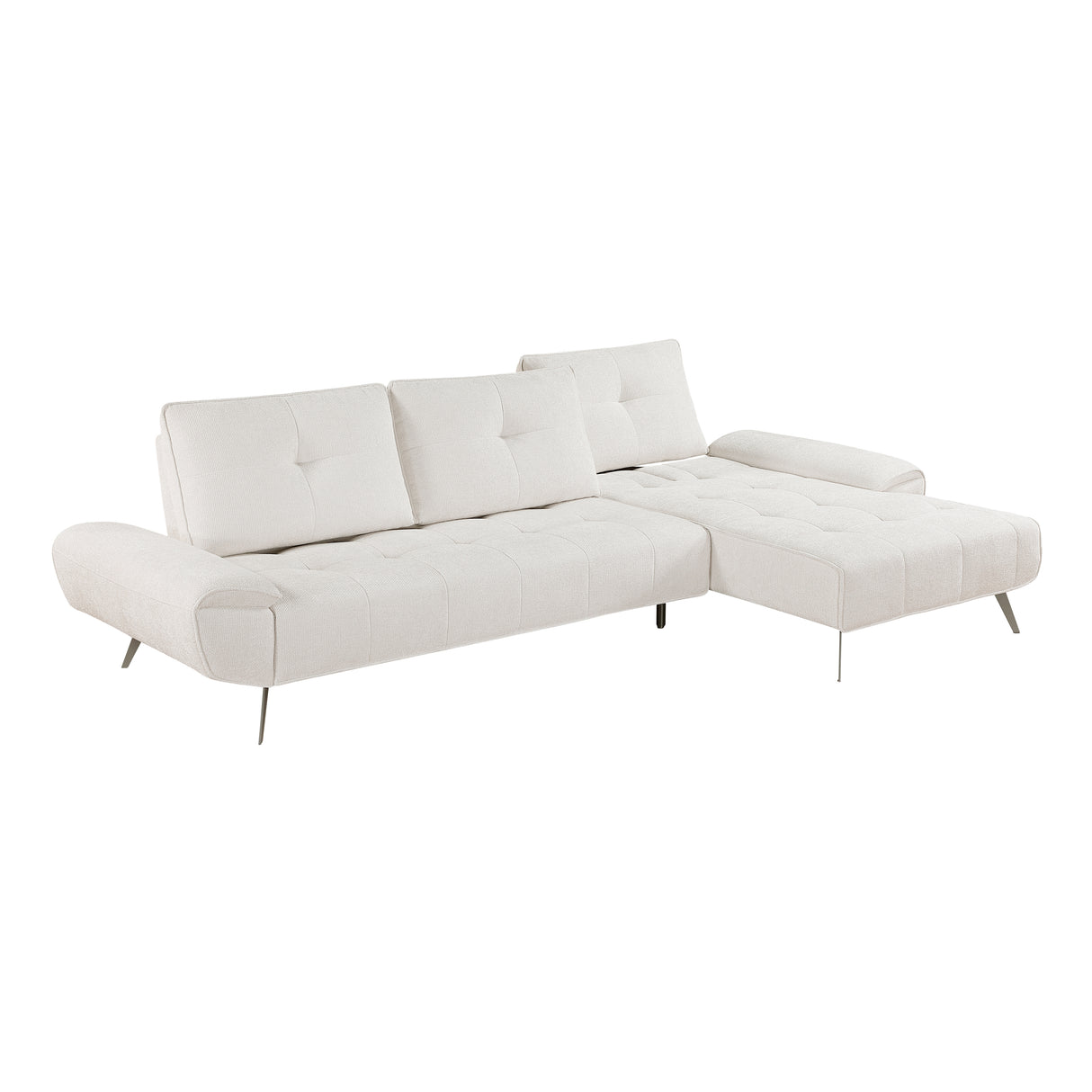 8400BEG*22LRC (2)2-Piece Sectional with Right Chaise and Dual-position Backs for Adjustable Seat Depth from Homelegance - Luna Furniture