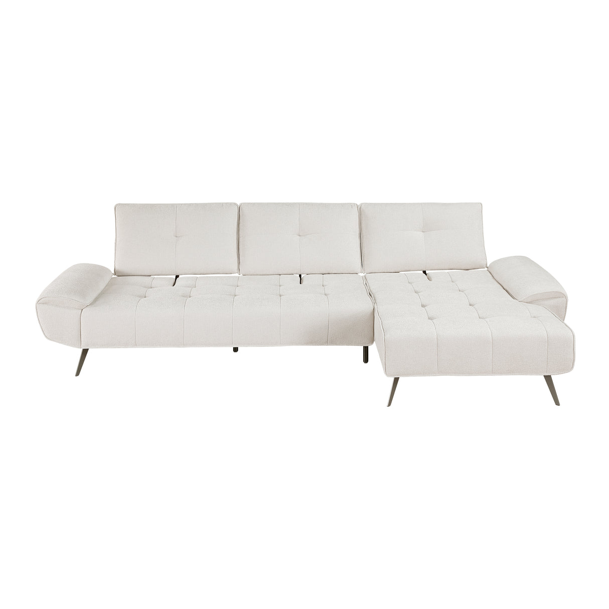 8400BEG*22LRC (2)2-Piece Sectional with Right Chaise and Dual-position Backs for Adjustable Seat Depth from Homelegance - Luna Furniture