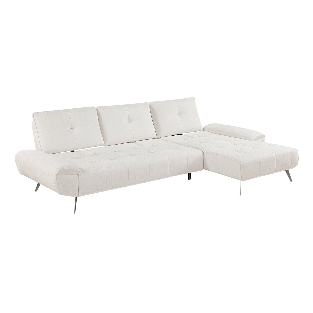 8400BEG*22LRC (2)2-Piece Sectional with Right Chaise and Dual-position Backs for Adjustable Seat Depth from Homelegance - Luna Furniture