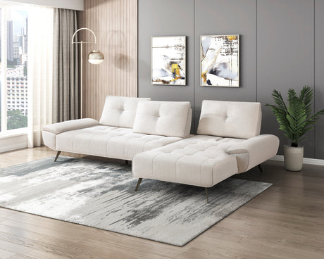 8400BEG*22LRC (2)2-Piece Sectional with Right Chaise and Dual-position Backs for Adjustable Seat Depth from Homelegance - Luna Furniture