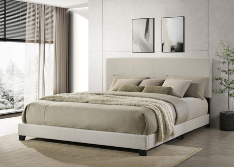 Dorian Cream Upholstered California King Panel Bed from Coaster - Luna Furniture