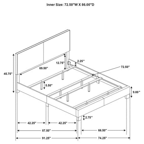 Dorian Taupe Upholstered California King Panel Bed from Coaster - Luna Furniture