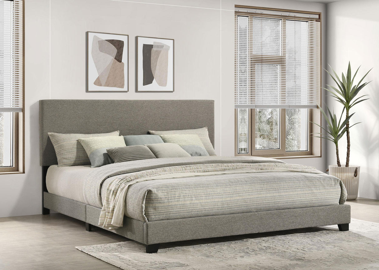 Dorian Taupe Upholstered Eastern King Panel Bed from Coaster - Luna Furniture