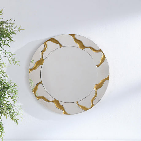 Dorinda Gold 36 x 36 Inch Round Kintsugi Style Wall Mirror from Coaster - Luna Furniture