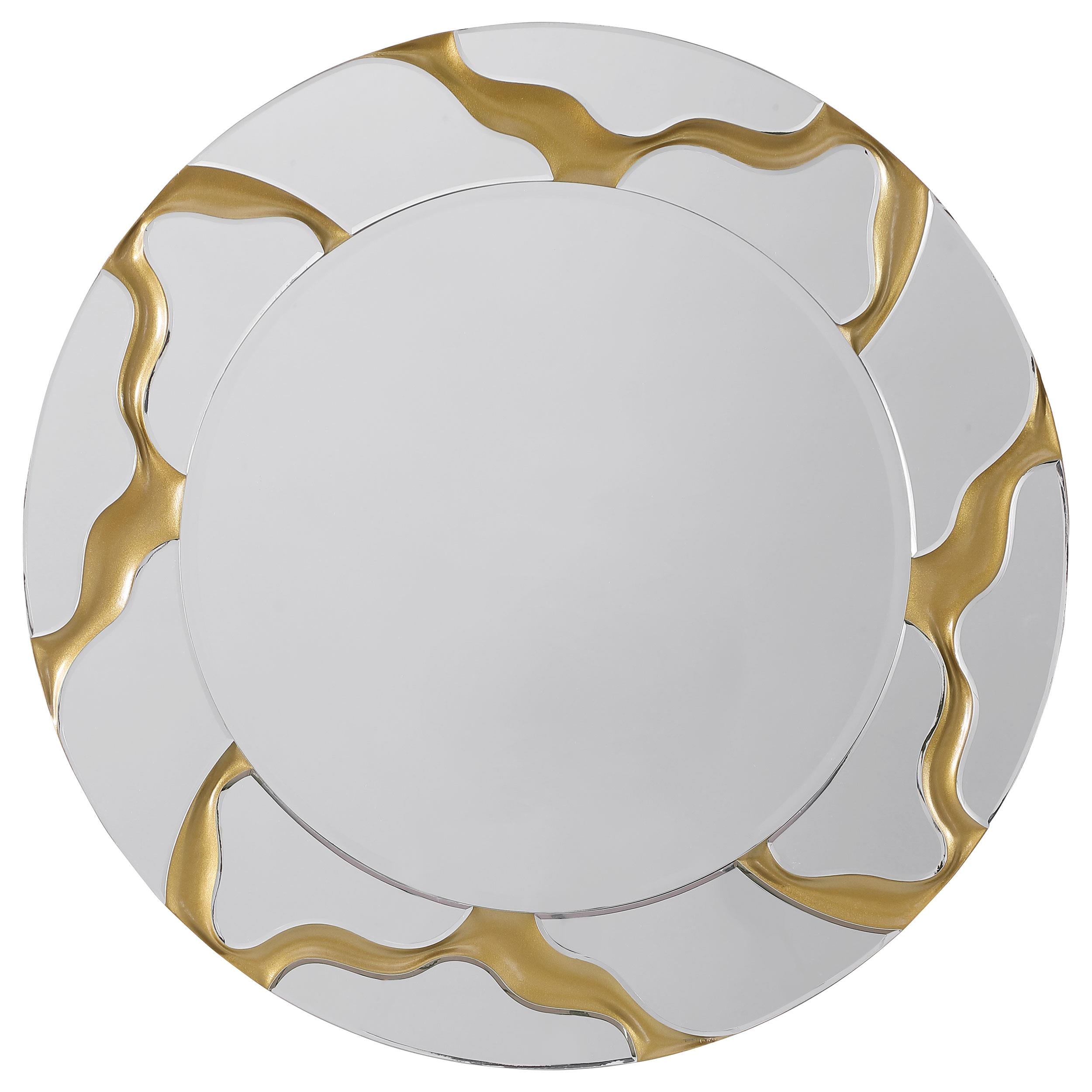 Dorinda Gold 36 x 36 Inch Round Kintsugi Style Wall Mirror – Luna