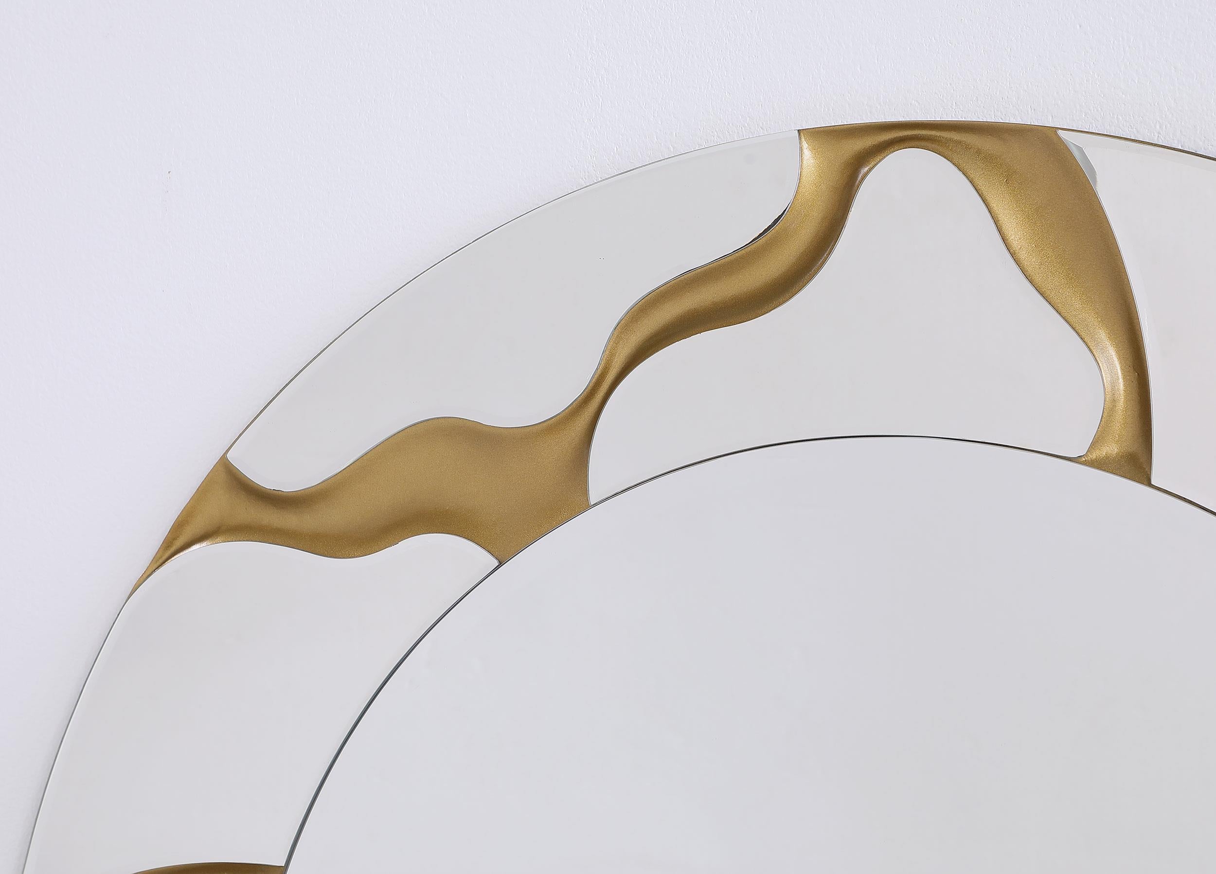 Dorinda Gold 36 x 36 Inch Round Kintsugi Style Wall Mirror – Luna