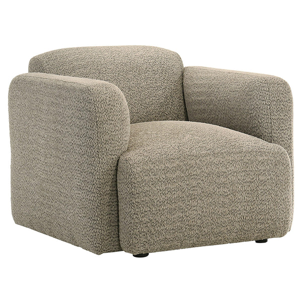 Dorset Brown Fabric Upholstered Round Track Arm Accent Chair
