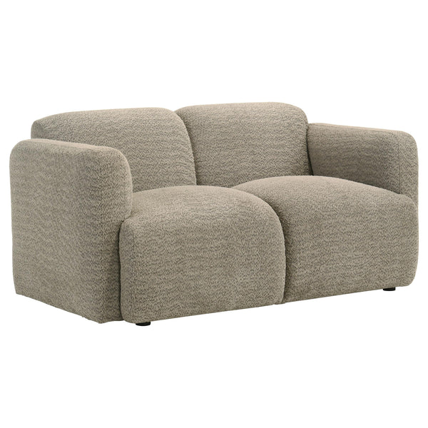 Dorset Brown Fabric Upholstered Round Track Arm Loveseat