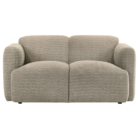 Dorset Brown Fabric Upholstered Round Track Arm Loveseat from Coaster - Luna Furniture