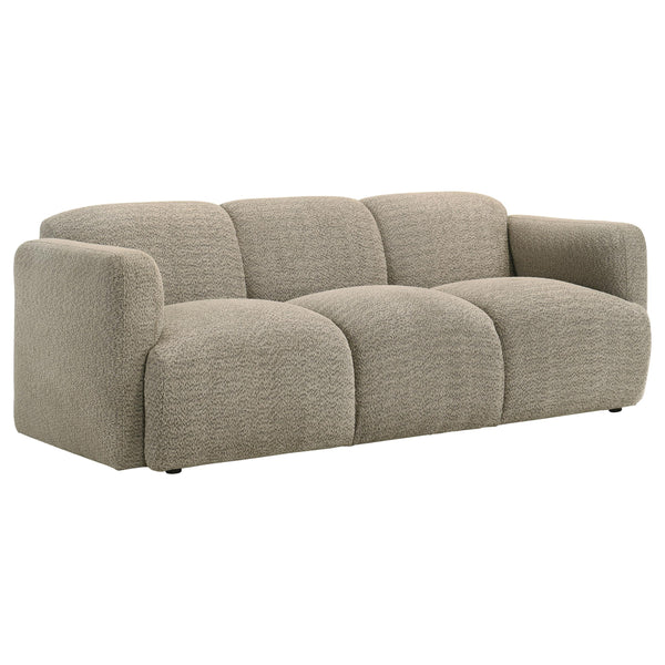 Dorset Brown Fabric Upholstered Round Track Arm Sofa